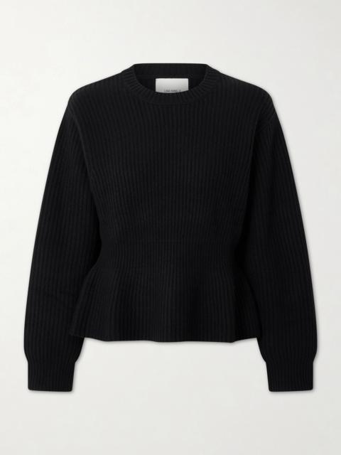 LISA YANG Mirella Ribbed Cashmere Peplum Sweater