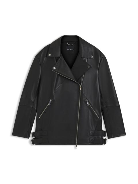 BOSS LONG BIKER JACKET IN NAPPA LEATHER