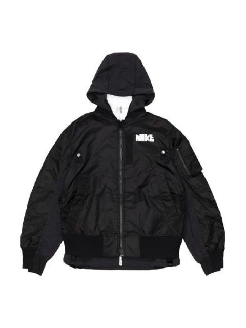 Nike Nike x Sacai Crossover Double Layer Contrasting Colors Sports Hooded Jacket Asia Edition Black CZ469