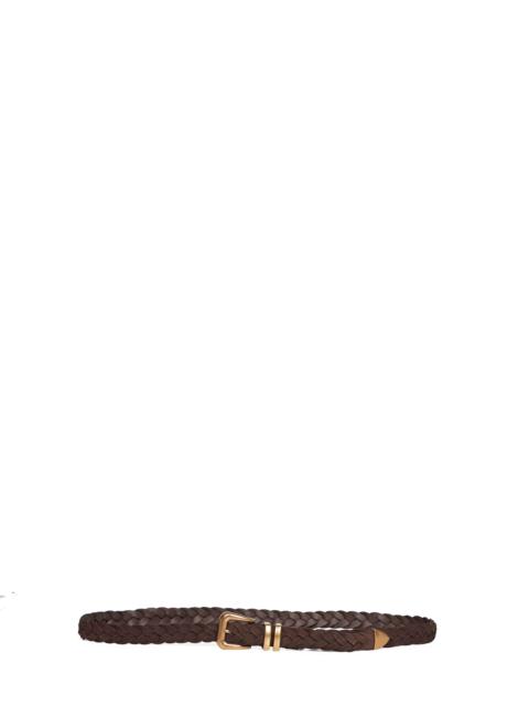 Brunello Cucinelli Brunello Cucinelli Men Dark Brown Reversed Calf Leather Braided Belt