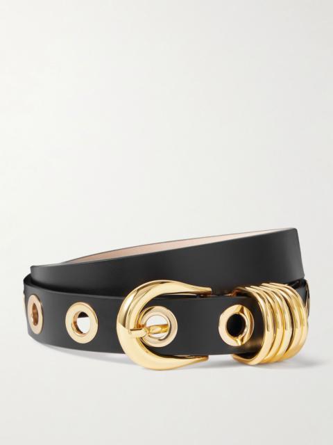 DÉHANCHE Hollyhock Rivet eyelet-embellished leather waist belt Black