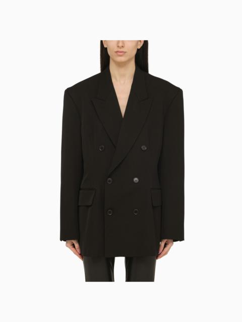 Balenciaga Cinched Double Breasted Black Wool Jacket