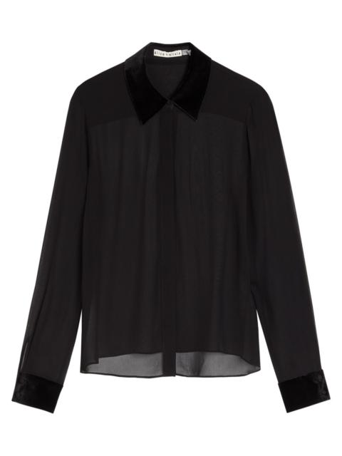 Alice + Olivia Alice + Olivia Willa Velvet-trim Semi-sheer Chiffon Shirt