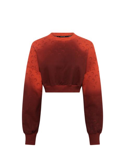 Marine Serre Moon Faded Fleece Cropped Sweatshirt