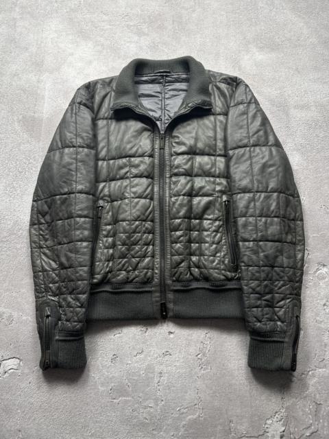 FENDI Vintage 00s Fendi Leather Bomber Quilted Jacket Size 52 L