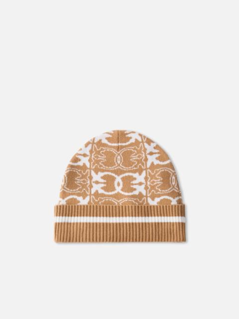 PINKO BEANIE WITH JACQUARD LOGO DETAIL