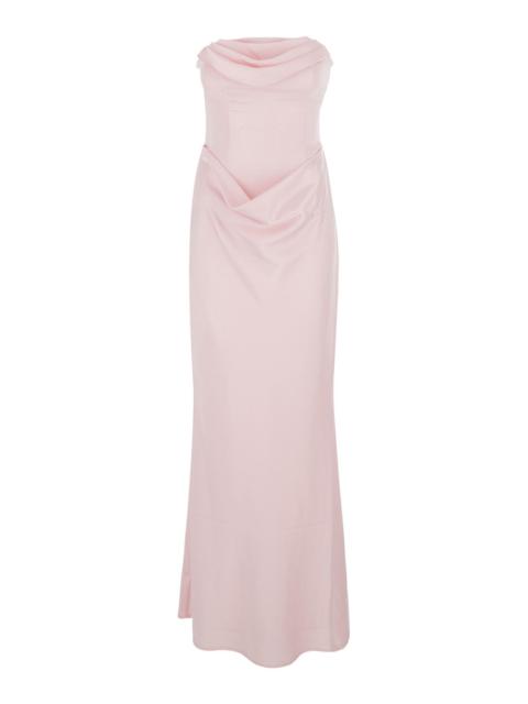 ROTATE Rotate Women Pink Long Sleeveless Dress With Draping In Tech Fabric For Woman