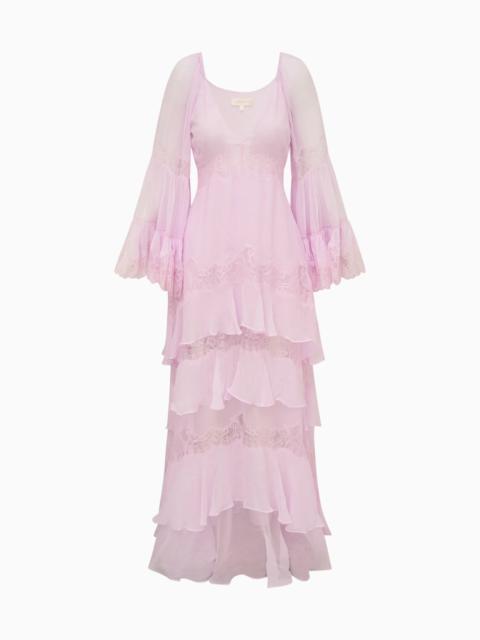 LoveShackFancy Devina Silk Chiffon Lace Maxi Dress