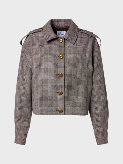 self-portrait Jacket Check Brown