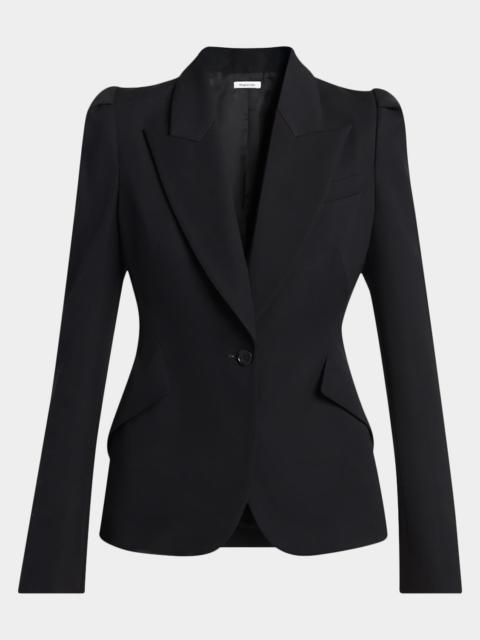 Alexander McQueen Puff-Sleeve Grain De Poudre Jacket