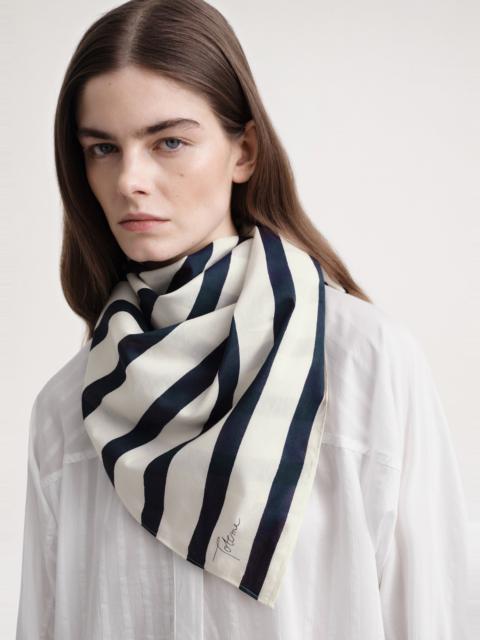 Totême Drawn stripe cotton silk scarf dark navy