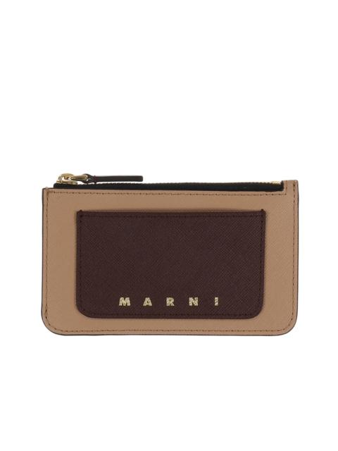 Marni ZIPPED CARD HOLDER / CINDER ROSE POMPEI CHOCOLATE