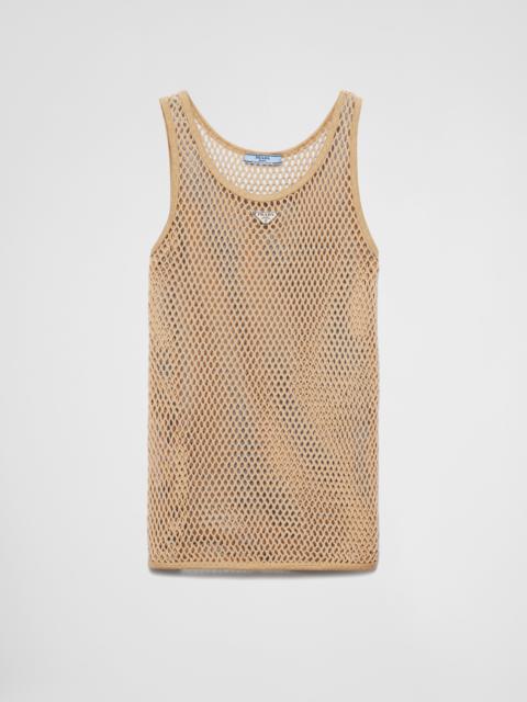 Prada Sleeveless cotton mesh top