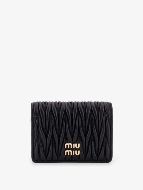 Miu Miu Miu Miu Women Quilted Leather Wallet With Lettering Logo On The Front