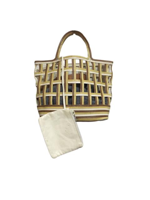 Vintage 90s prada leather tote bag waffle style