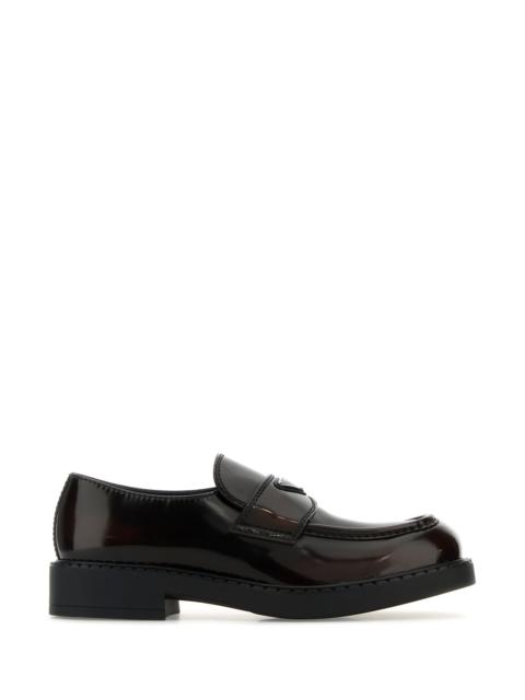 Prada Men Dark Brown Leather Chocolate Loafers