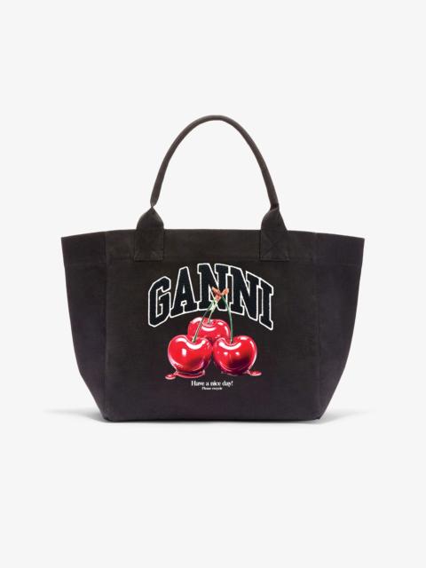 GANNI BLACK MEDIUM CHERRY TOTE
