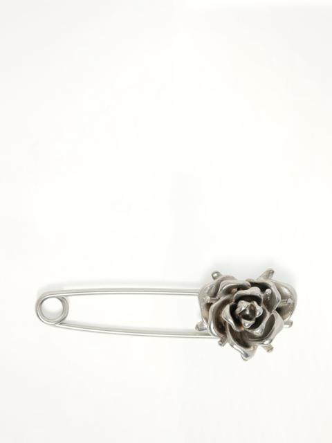 We11done Small Spiky Rose Pin Brooch in Silver/Black