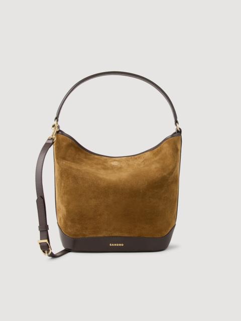 Sandro TANGOSO SUEDE AND LEATHER BUCKET BAG