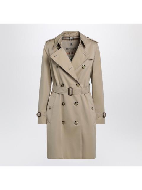 Burberry Burberry Beige Double-Breasted Kensington Cotton Trench Coat Women