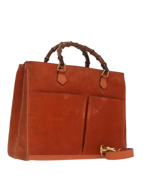 GUCCI GUCCI Bamboo Hand Bag Suede Orange Gold 002 123 002 123