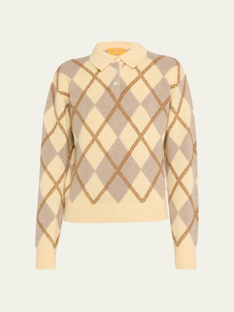 GUEST IN RESIDENCE Collegiate Argyle Wool-Cashmere Polo