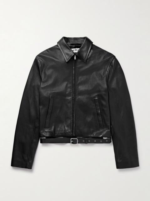 Acne Studios Lascari Slim-Fit Belted Leather Jacket Black