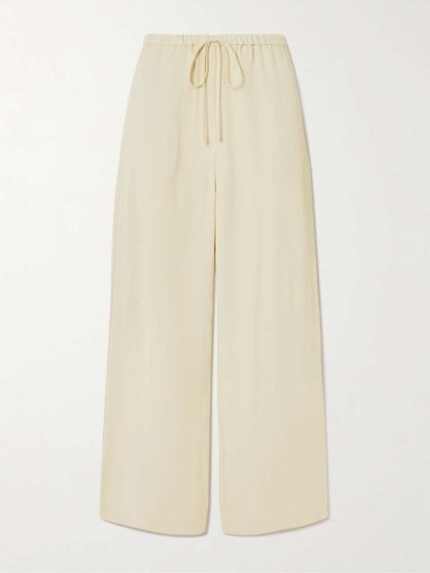 Striped jacquard wide-leg pants Cream