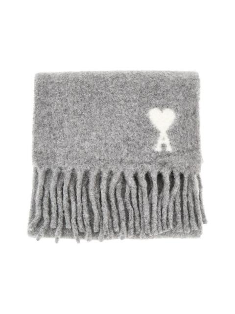 AMI Paris Ami 'Ami De Coeur' Alpaca-blend Scarf Grey
