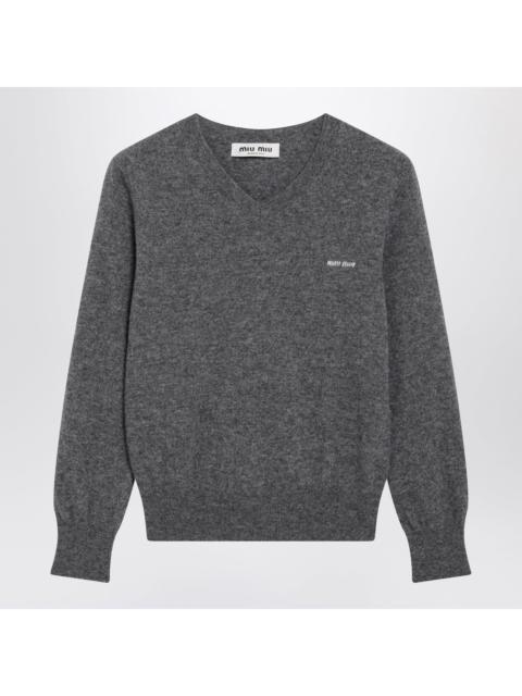 Miu Miu Miu Miu Slate V-Neck Sweater In Wool Women