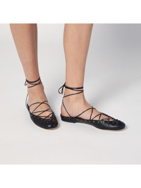 Chloé Black Leather Ghillie Ballerinas Women
