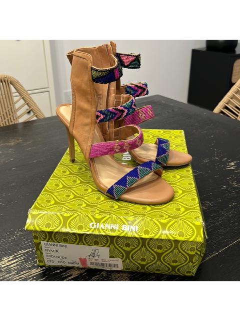 Other Designers Gianni Bini Ryker Multi Color Embellished Beaded Heel Sandals