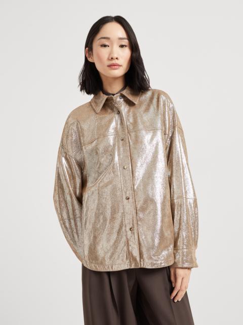 Brunello Cucinelli Lamé nappa leather shirt with monili