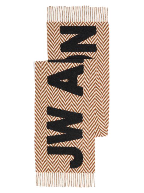 JW Anderson JW Anderson Logo Wool & Alpaca Blend Fringe Scarf in Brown/White at Nordstrom