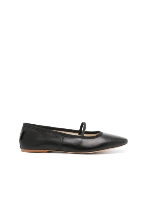 round-toe leather ballerina shoes