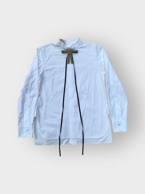 Marni Crystal Bow Tie White Blouse
