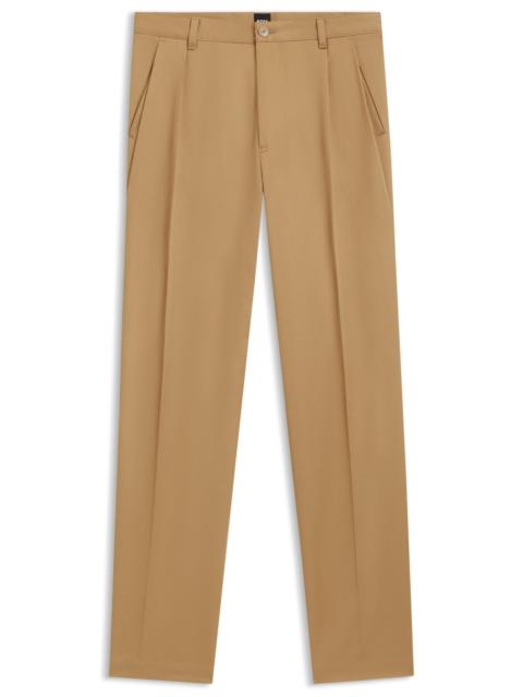 BOSS RELAXED-FIT CROPPED PANTS IN STRETCH-COTTON TWILL