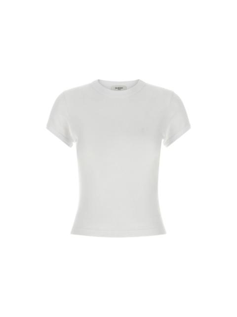 SAINT LAURENT SAINT LAURENT $720 White Cassandre Ribbed Cotton T-Shirt New