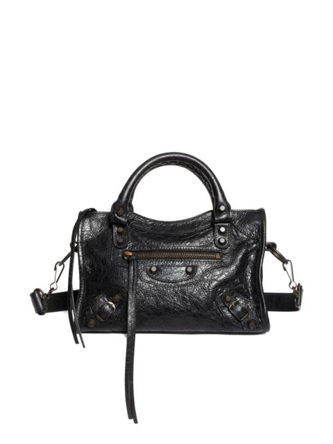 BALENCIAGA Balenciaga Mini Le City Crinkle Leather Top Handle Bag in 1000 Black at Nordstrom