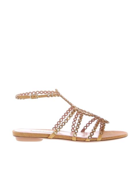 AQUAZZURA Aquazzura – Mooncrush Sandal Flat – Cognac