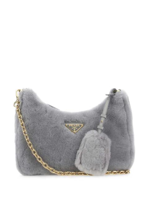 Prada Prada Women Light Grey Shearling Shoulder Bag