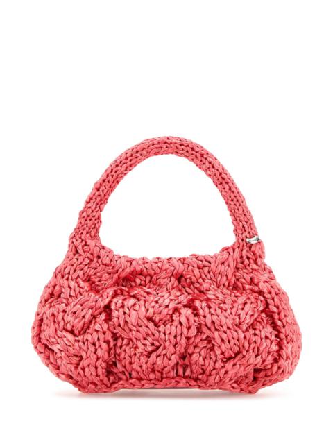 Fuchsia raffia small Cable handbag