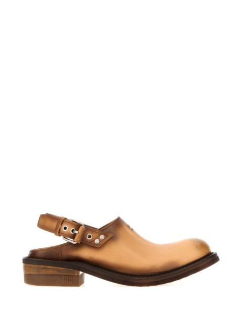 Miu Miu Miu Miu Women Camel Leather Foule Slippers