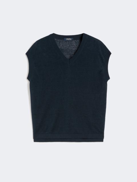 'S Max Mara Linen yarn waistcoat - NAVY