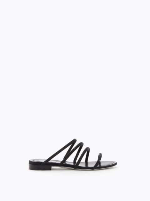 RENE CAOVILLA ERIN BLACK FLAT SANDAL 10