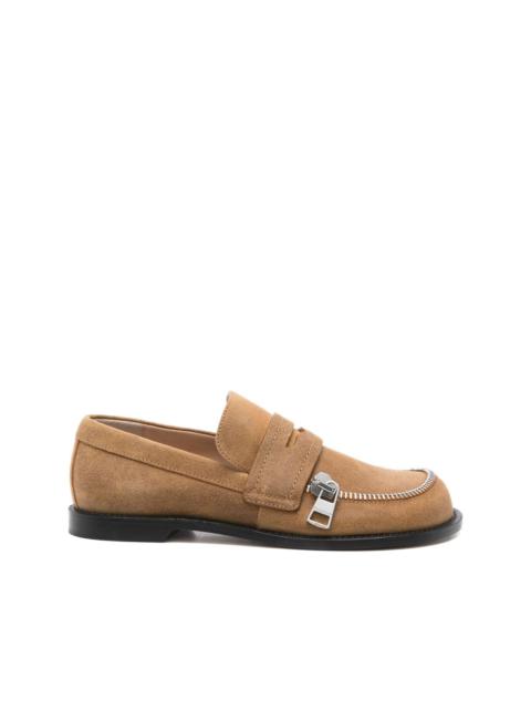 zip-detail penny loafers