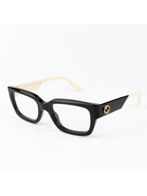 GUCCI NEW Gucci GG1666O 005 Black Ivory Women Square Eyeglasses GG 1666O