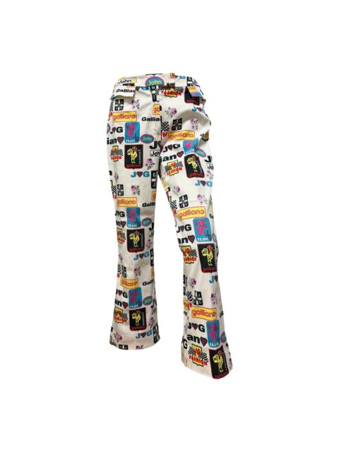 John Galliano JOHN GALLIANO Spring Summer 2002 Logo & Graphic Print Bootcut Flared Pants