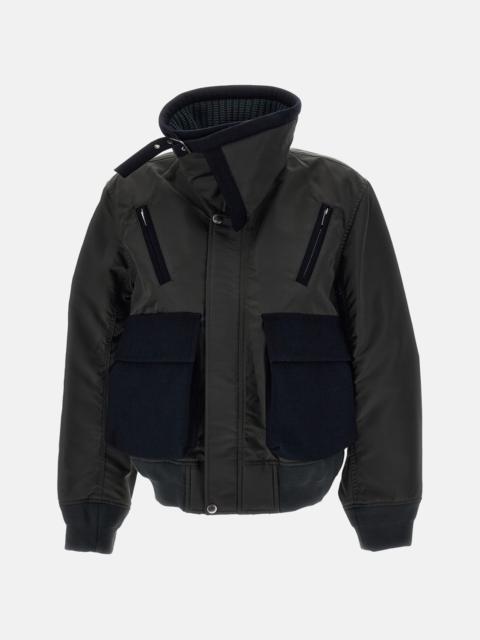 sacai Sacai Women Nylon Twill X Wool Melton Blouson