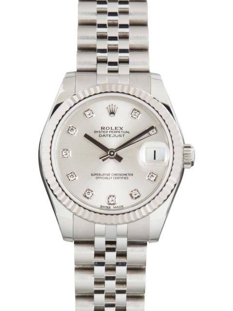ROLEX Pre-Owned Lady Rolex Datejust 31 Ref 178274 Silver Diamond Dial